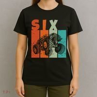 Birthday Monster Truck Retro 6 Year Old Bday T-Shirt thumb 4