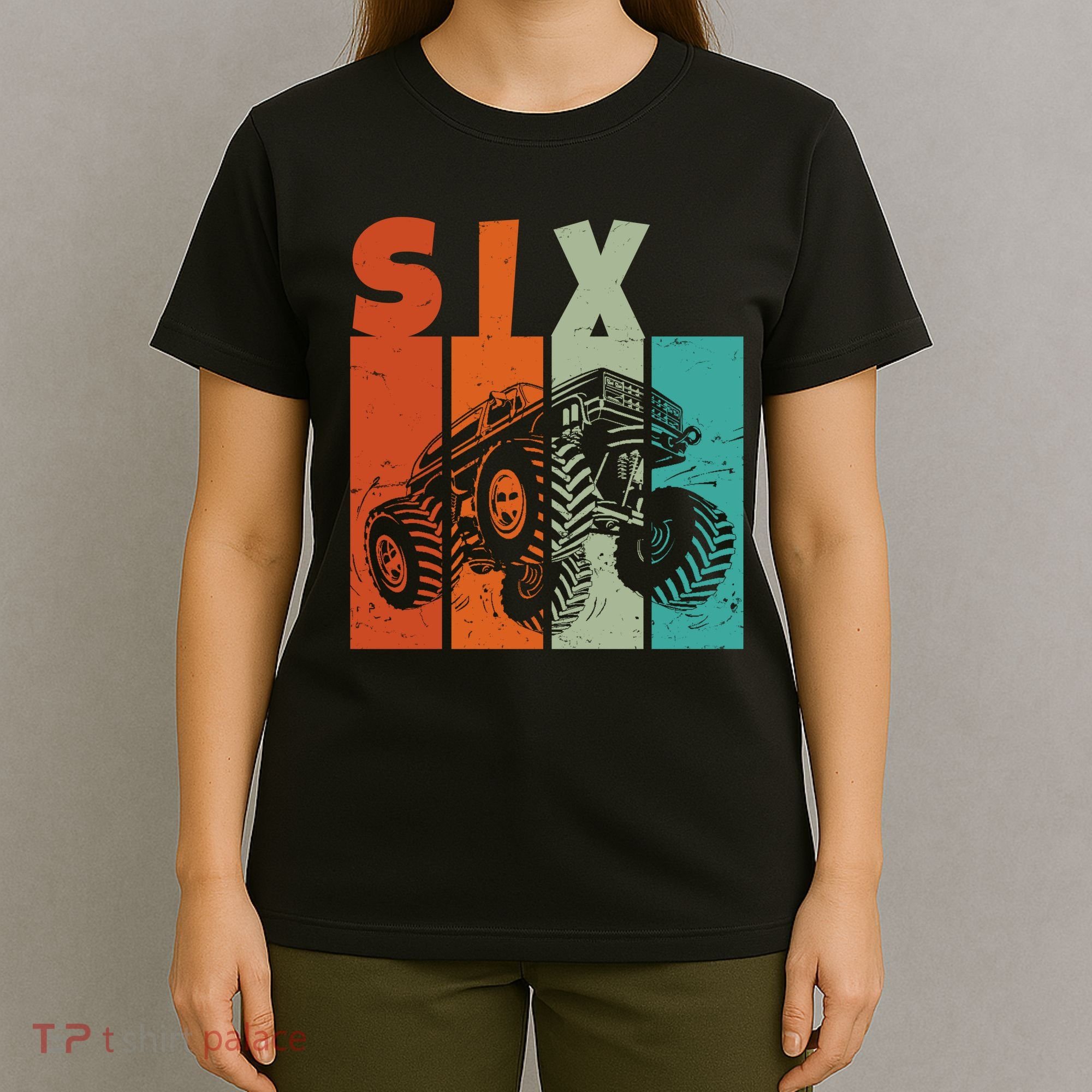 Birthday Monster Truck Retro 6 Year Old Bday T-Shirt