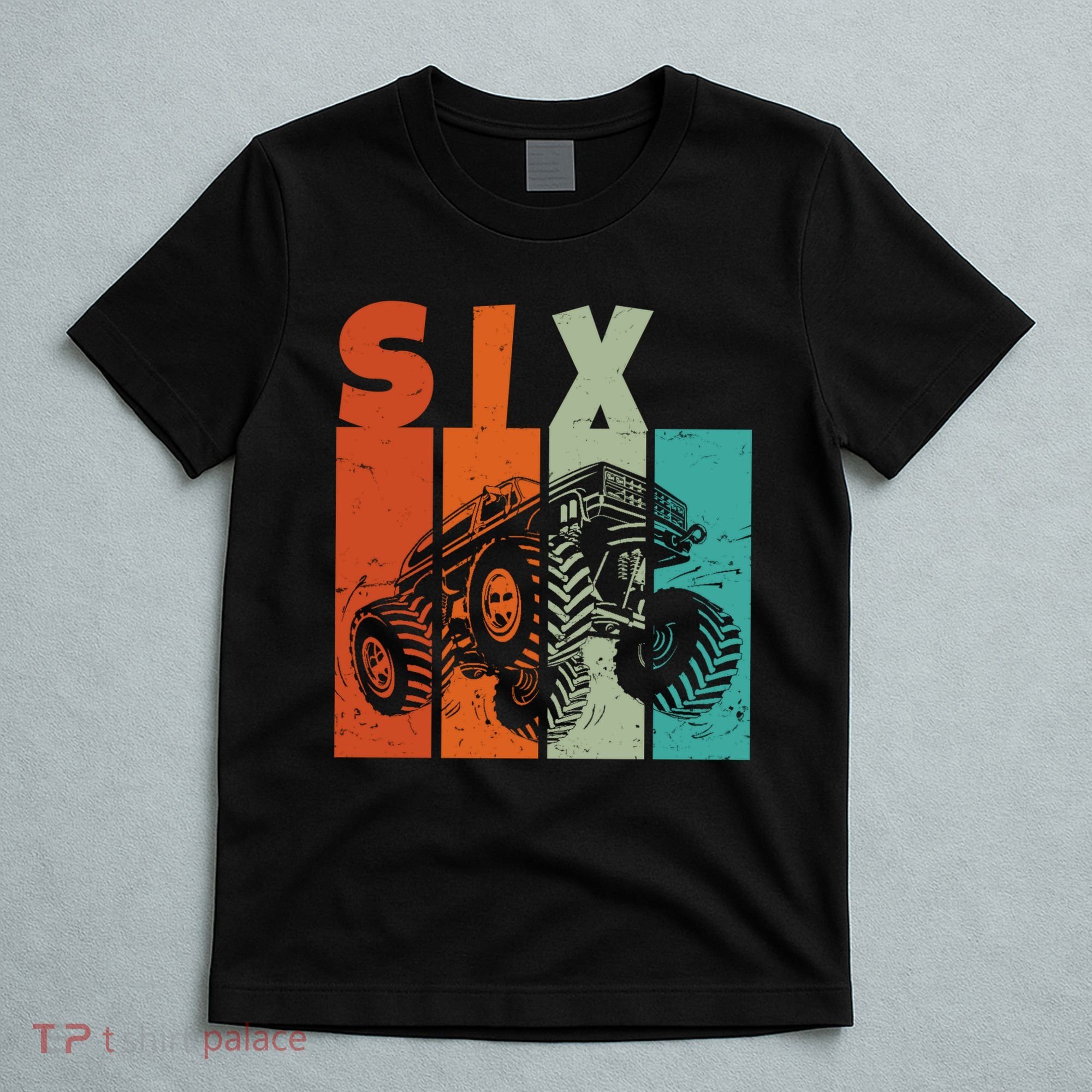 Birthday Monster Truck Retro 6 Year Old Bday T-Shirt