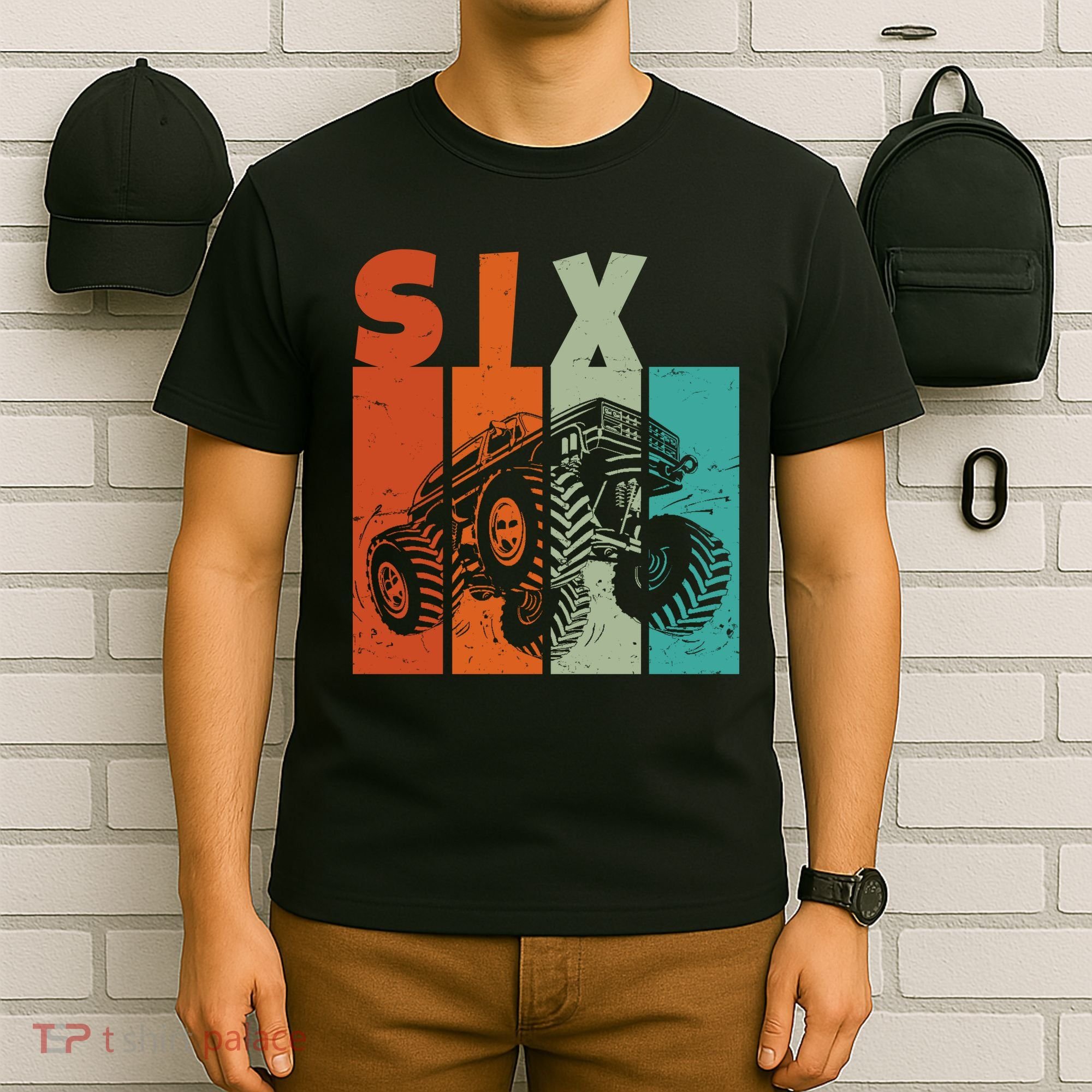 Birthday Monster Truck Retro 6 Year Old Bday T-Shirt
