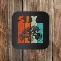 Birthday Monster Truck Retro 6 Year Old Bday Coaster thumb 0
