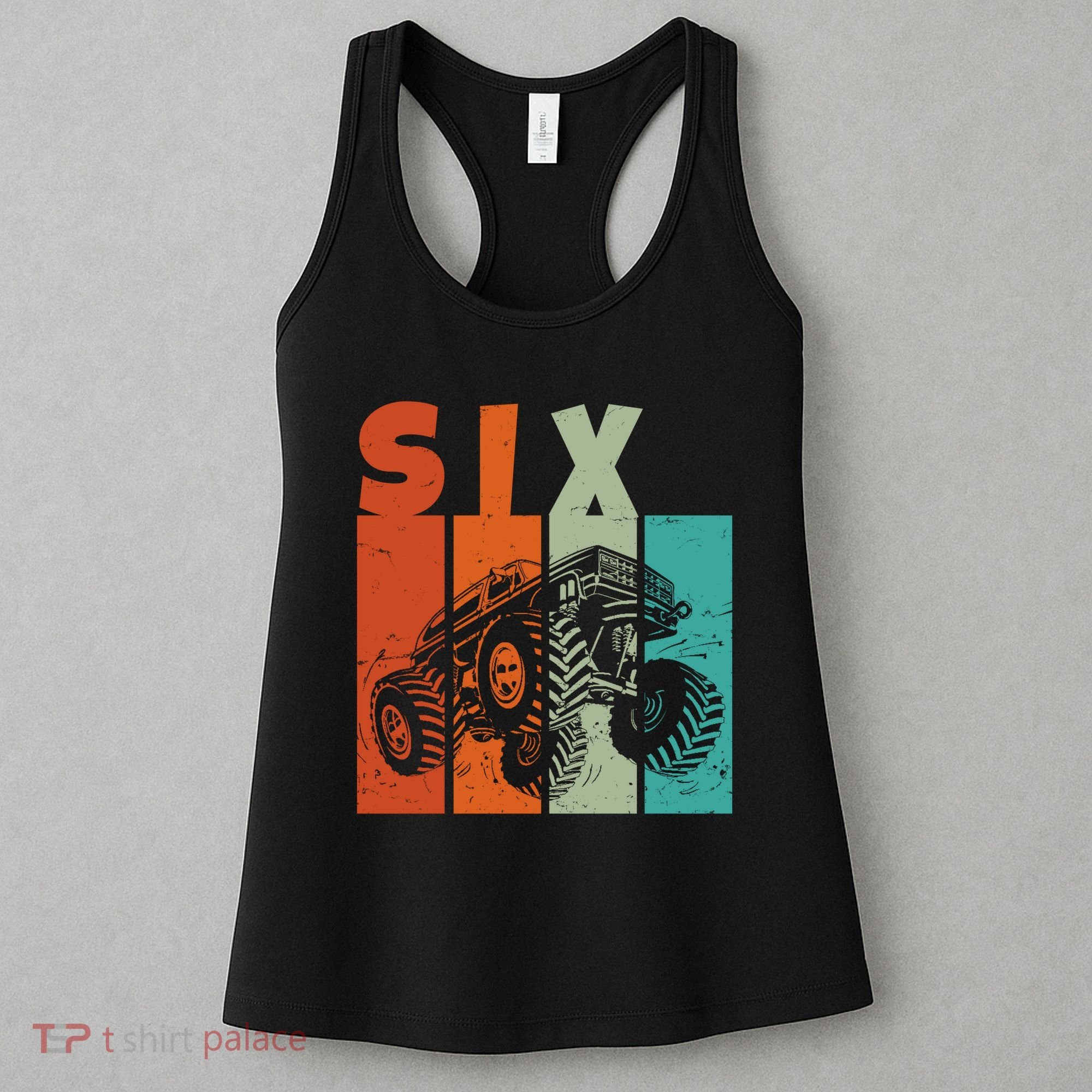 Birthday Monster Truck Retro 6 Year Old Bday Women's Tank Top
