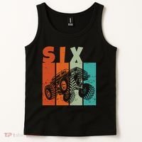 Birthday Monster Truck Retro 6 Year Old Bday Tank Top thumb 2