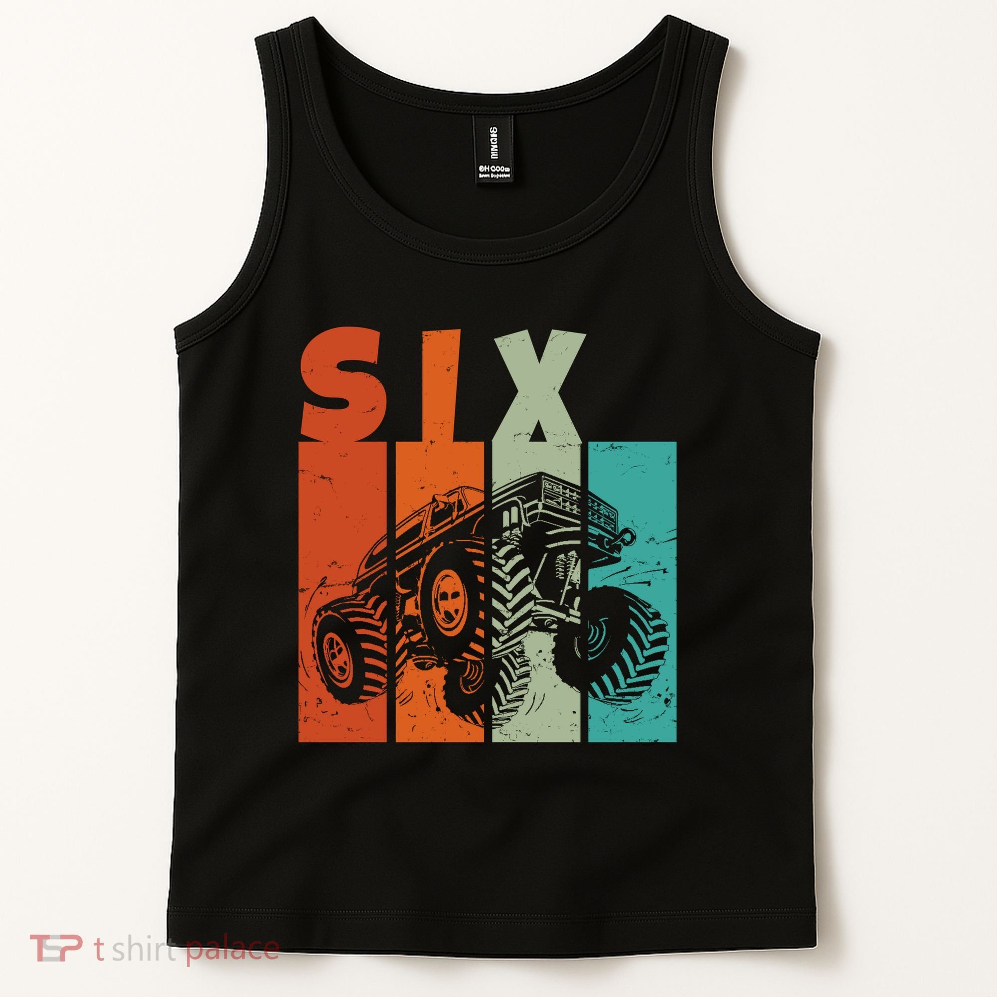 Birthday Monster Truck Retro 6 Year Old Bday Tank Top