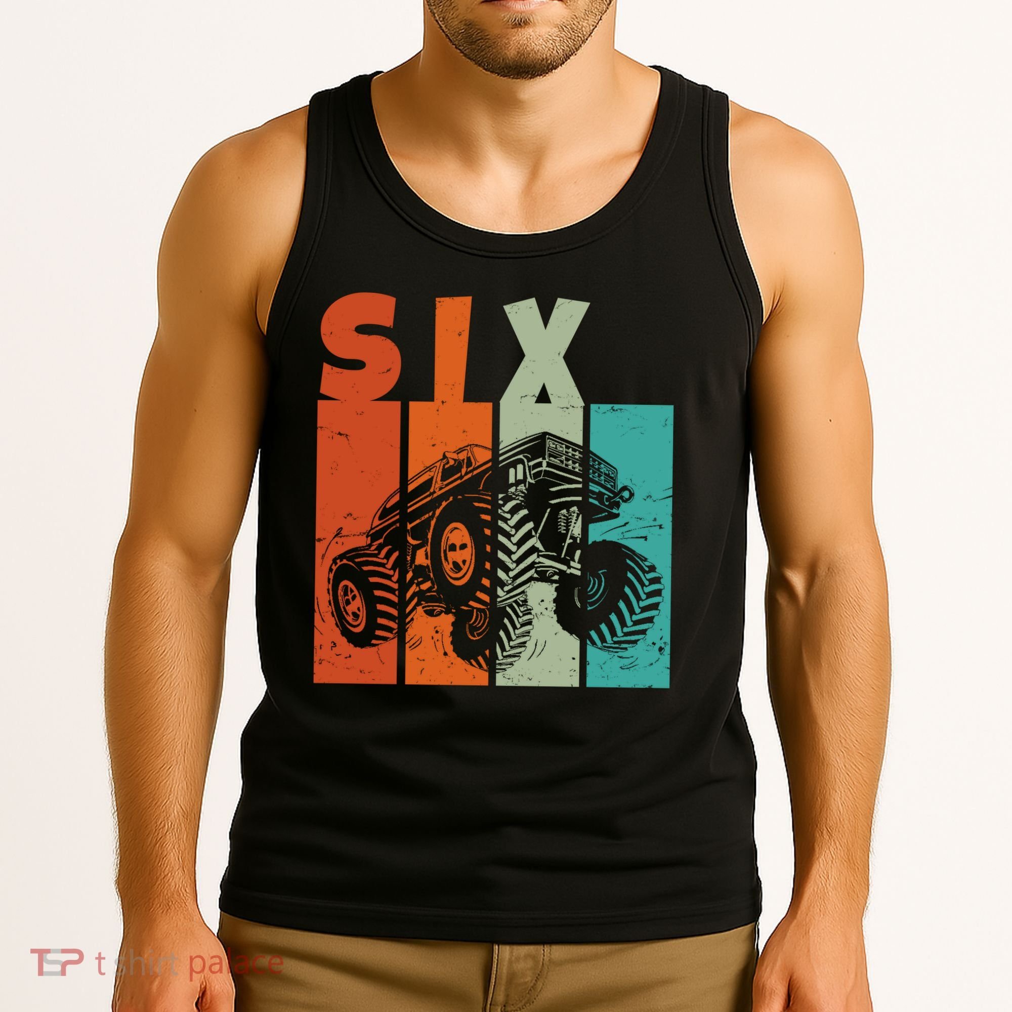 Birthday Monster Truck Retro 6 Year Old Bday Tank Top