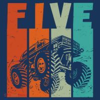 Birthday Monster Truck Retro 5 Year Old Bday Mousepad thumb 1