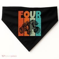 Birthday Monster Truck Four Retro 4 Year Old Bday USA-Made Doggie Bandana thumb 0