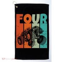 Birthday Monster Truck Four Retro 4 Year Old Bday Golf Towel thumb 0