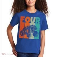 Birthday Monster Truck Four Retro 4 Year Old Bday Kids T-Shirt thumb 2