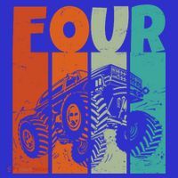 Birthday Monster Truck Four Retro 4 Year Old Bday Kids T-Shirt thumb 4