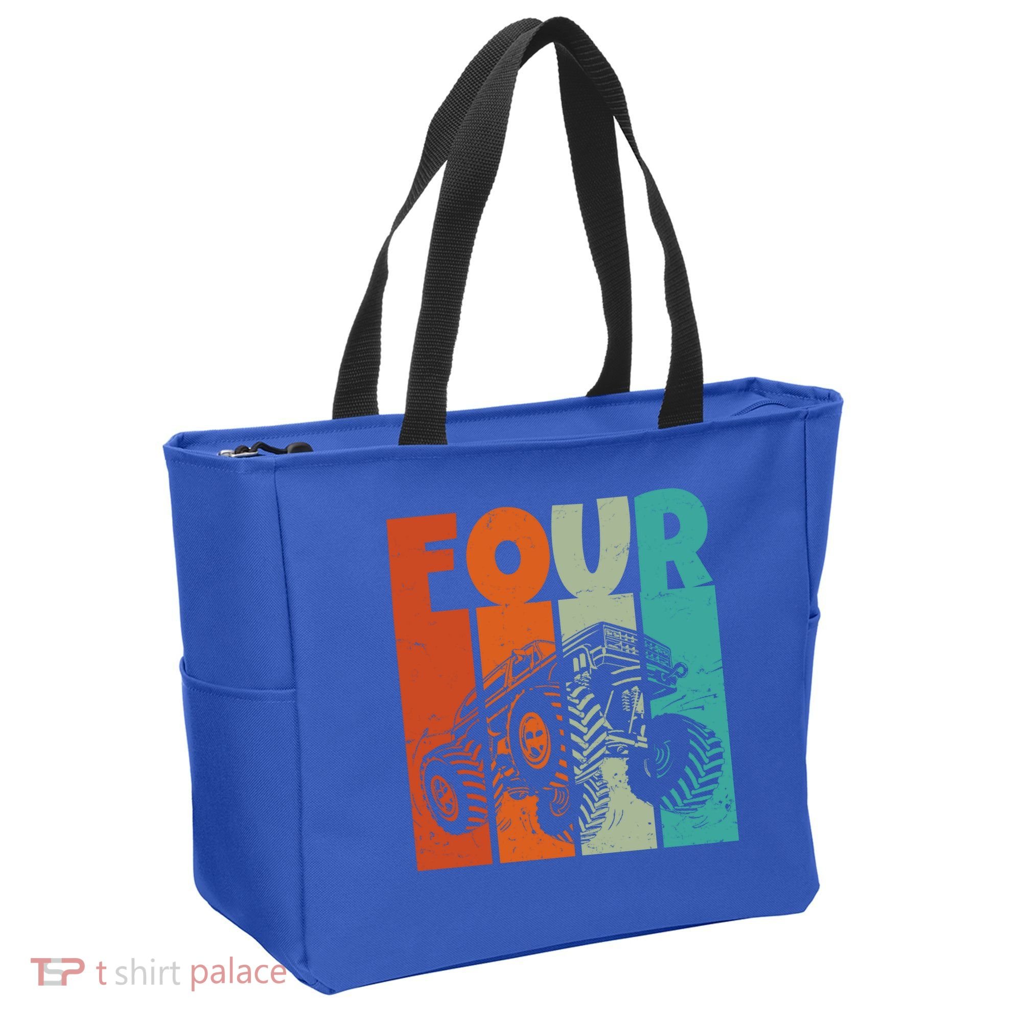 Birthday Monster Truck Four Retro 4 Year Old Bday Tote Bag
