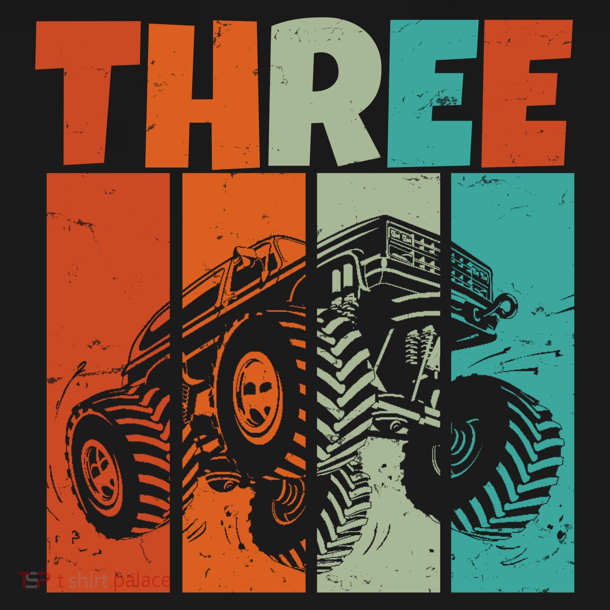 Birthday Monster Truck Retro 3 Year Old Bday Ornament