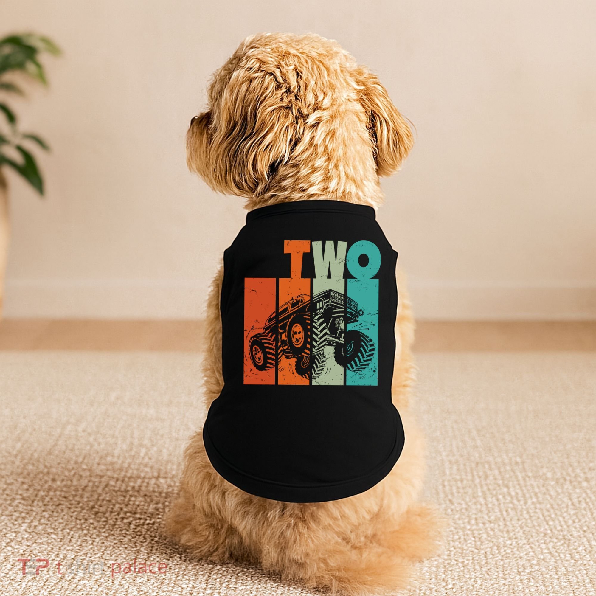 Birthday Monster Truck Retro 2 Year Old Bday Doggie Tank