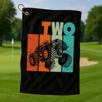 Birthday Monster Truck Retro 2 Year Old Bday Golf Towel thumb 1