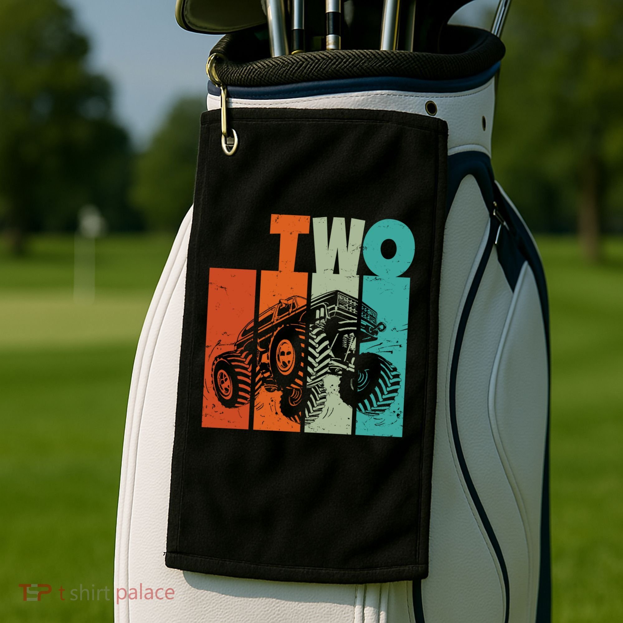 Birthday Monster Truck Retro 2 Year Old Bday Golf Towel