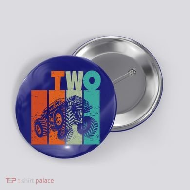 Birthday Monster Truck Retro 2 Year Old Bday Button