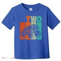 Birthday Monster Truck Retro 2 Year Old Bday Toddler T-Shirt thumb 0