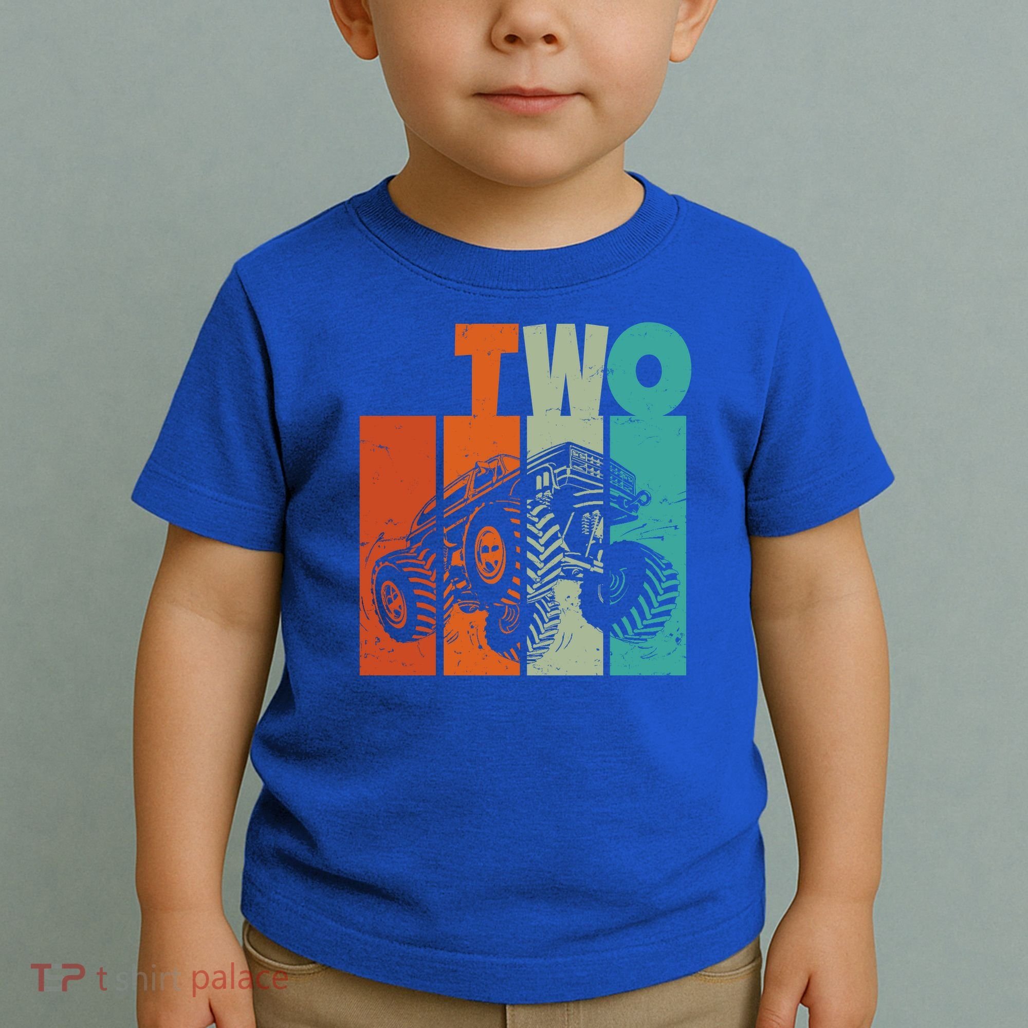 Birthday Monster Truck Retro 2 Year Old Bday Toddler T-Shirt