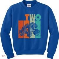 Birthday Monster Truck Retro 2 Year Old Bday Kids Sweatshirt thumb 0