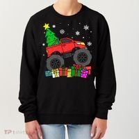 Boy Monster Truck Christmas Tree Snowflakes Women's Sweatshirt thumb 0