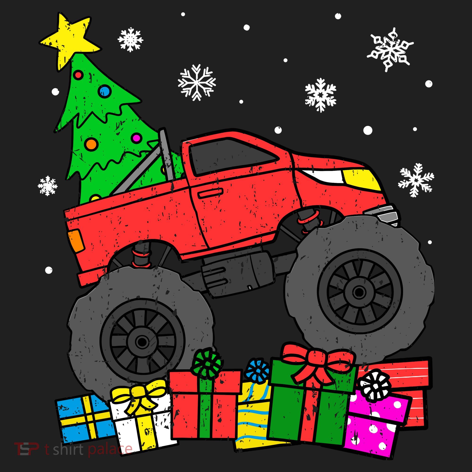 Boy Monster Truck Christmas Tree Snowflakes Women's Sweatshirt