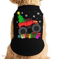 Boy Monster Truck Christmas Tree Snowflakes Doggie Tank thumb 0