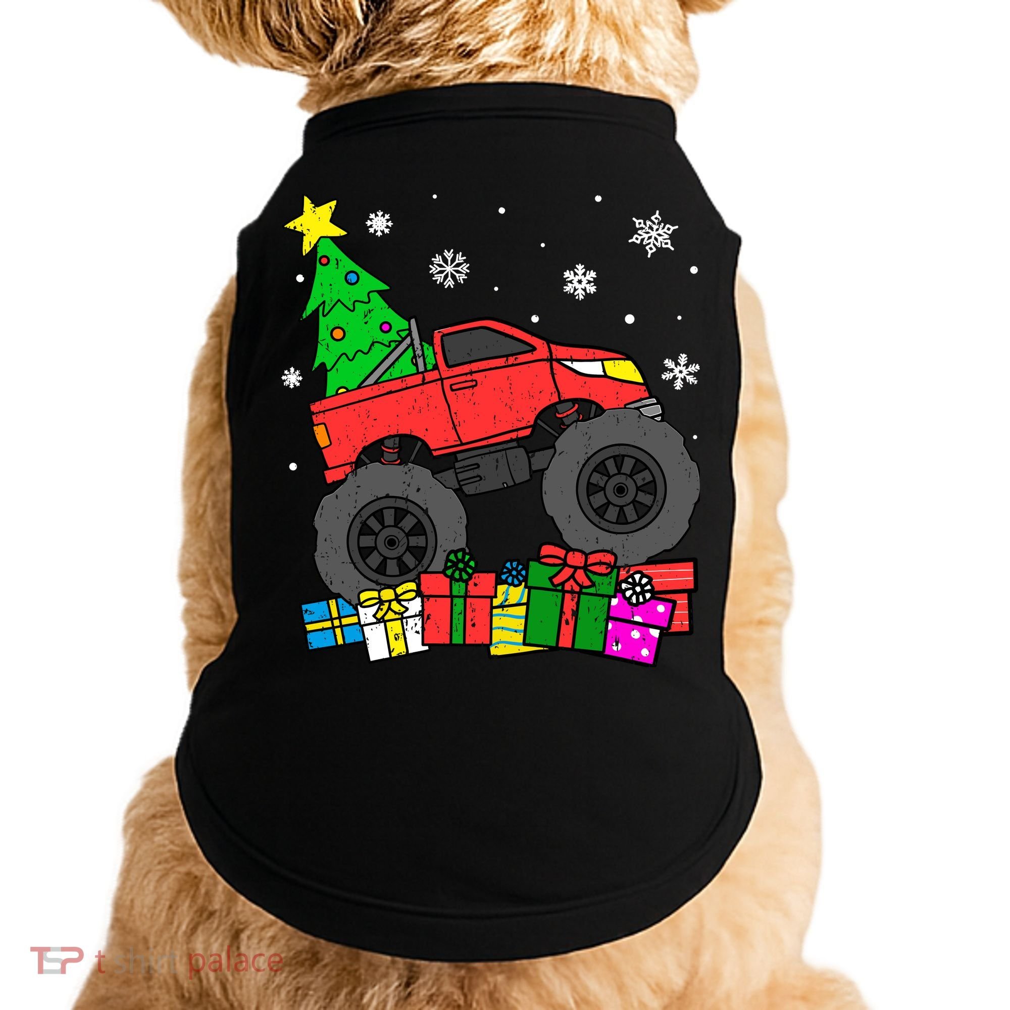 Boy Monster Truck Christmas Tree Snowflakes Doggie Tank