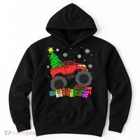 Boy Monster Truck Christmas Tree Snowflakes Hoodie thumb 0