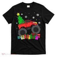 Boy Monster Truck Christmas Tree Snowflakes T-Shirt thumb 0