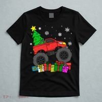 Boy Monster Truck Christmas Tree Snowflakes T-Shirt thumb 5