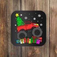 Boy Monster Truck Christmas Tree Snowflakes Coaster thumb 0