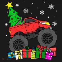 Boy Monster Truck Christmas Tree Snowflakes Women's Hoodie thumb 2