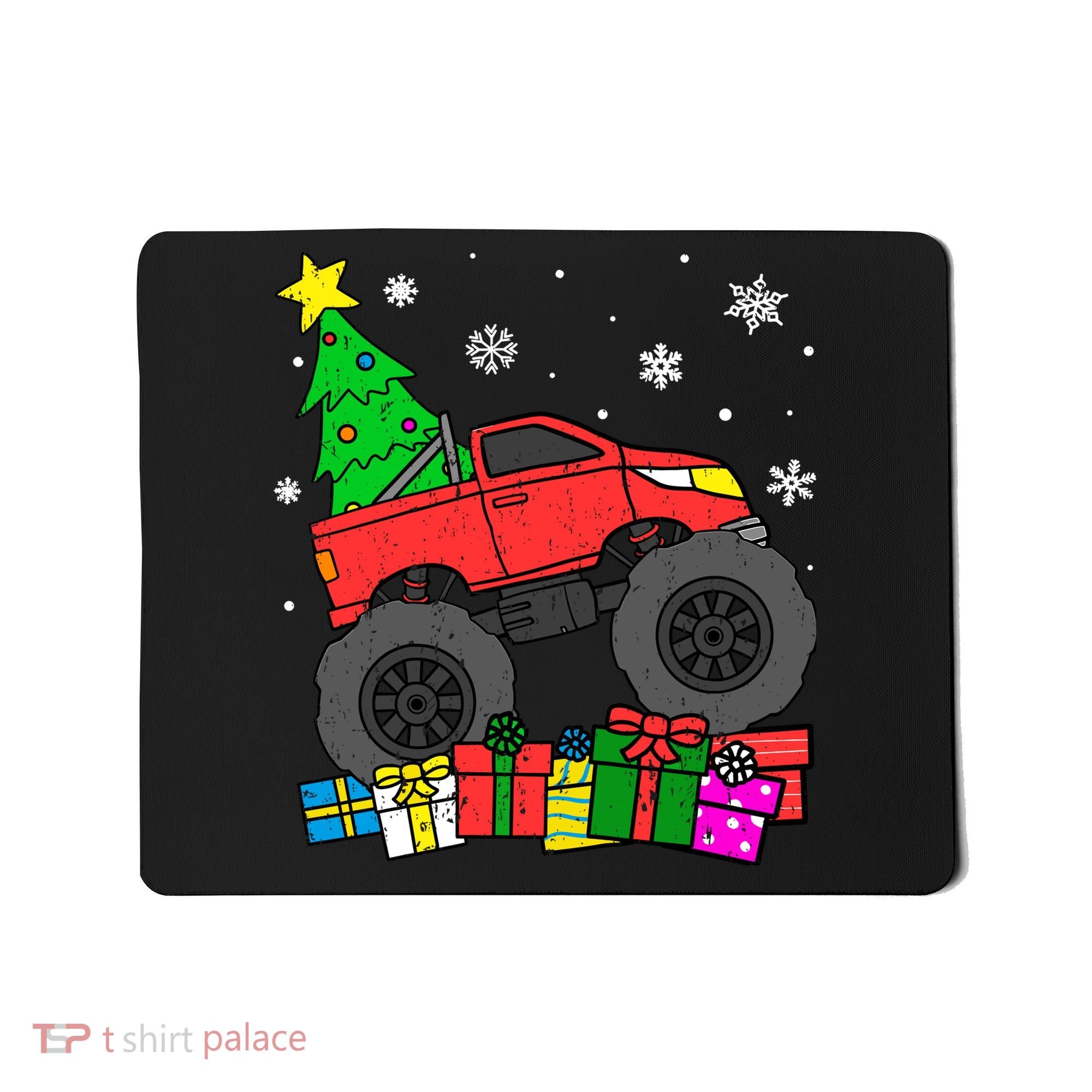 Boy Monster Truck Christmas Tree Snowflakes Mousepad