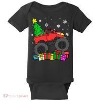 Boy Monster Truck Christmas Tree Snowflakes Baby Bodysuit thumb 0