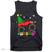Boy Monster Truck Christmas Tree Snowflakes Tank Top thumb 0