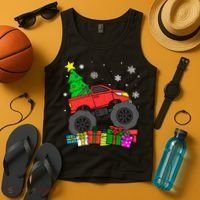 Boy Monster Truck Christmas Tree Snowflakes Tank Top thumb 4