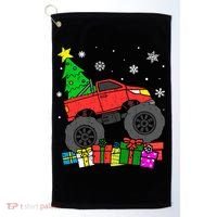 Boy Monster Truck Christmas Tree Snowflakes Golf Towel thumb 0