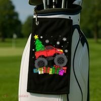 Boy Monster Truck Christmas Tree Snowflakes Golf Towel thumb 2