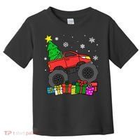 Boy Monster Truck Christmas Tree Snowflakes Toddler T-Shirt thumb 0