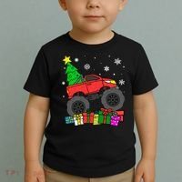 Boy Monster Truck Christmas Tree Snowflakes Toddler T-Shirt thumb 2