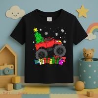 Boy Monster Truck Christmas Tree Snowflakes Toddler T-Shirt thumb 3
