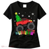 Boy Monster Truck Christmas Tree Snowflakes Women's T-Shirt thumb 0