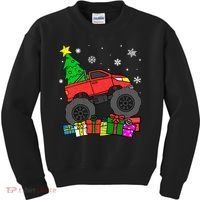 Boy Monster Truck Christmas Tree Snowflakes Kids Sweatshirt thumb 0