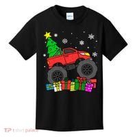 Boy Monster Truck Christmas Tree Snowflakes Kids T-Shirt thumb 0