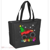 Boy Monster Truck Christmas Tree Snowflakes Tote Bag thumb 2