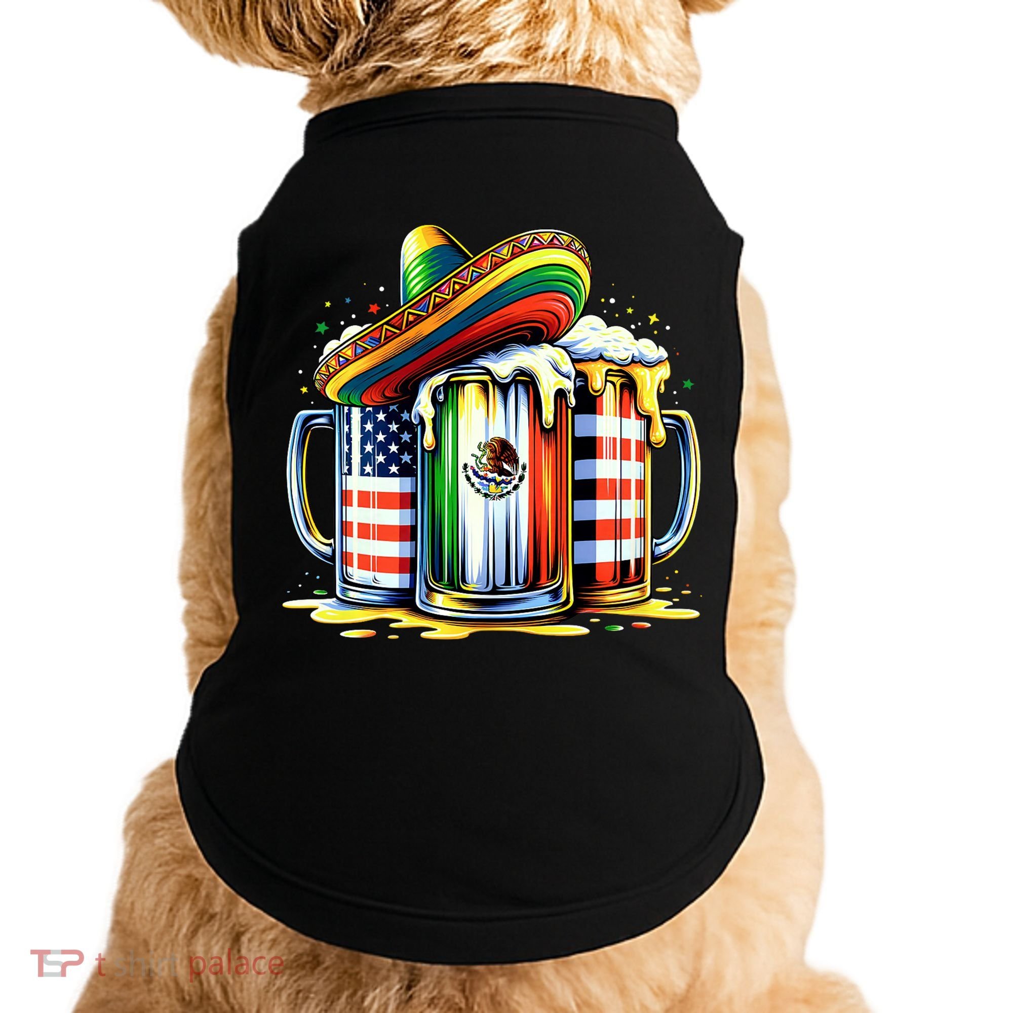 Beer Mexican Usa Flag Cinco De Mayo Drinking Party Doggie Tank