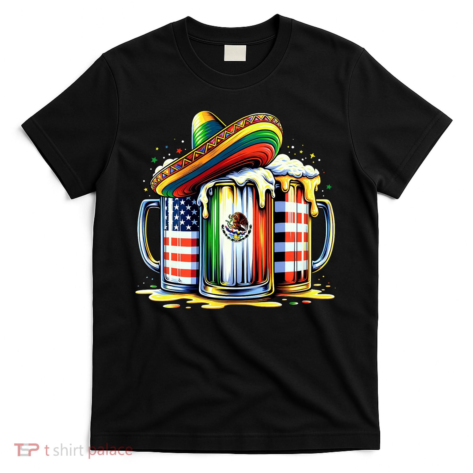 Beer Mexican Usa Flag Cinco De Mayo Drinking Party T-Shirt