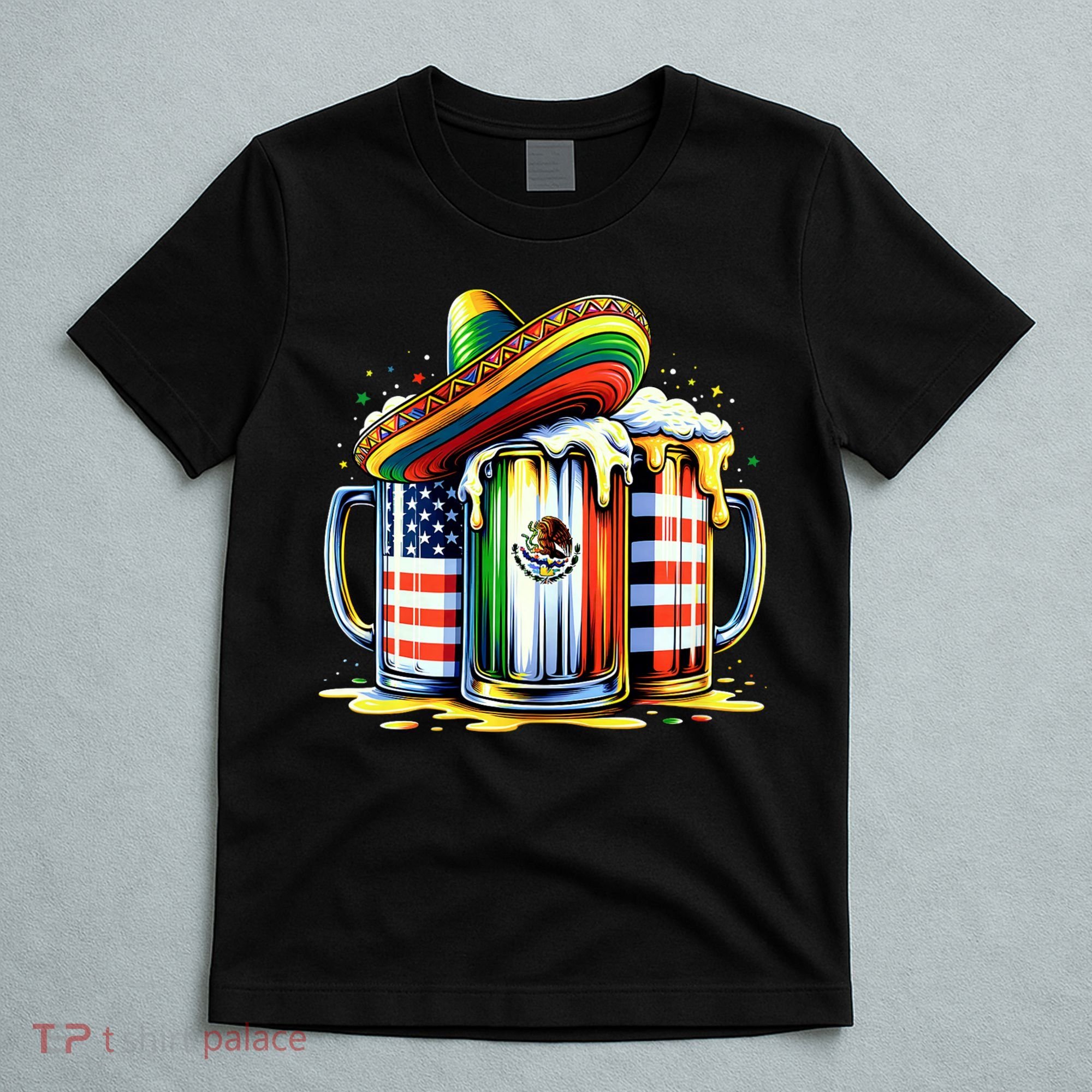 Beer Mexican Usa Flag Cinco De Mayo Drinking Party T-Shirt