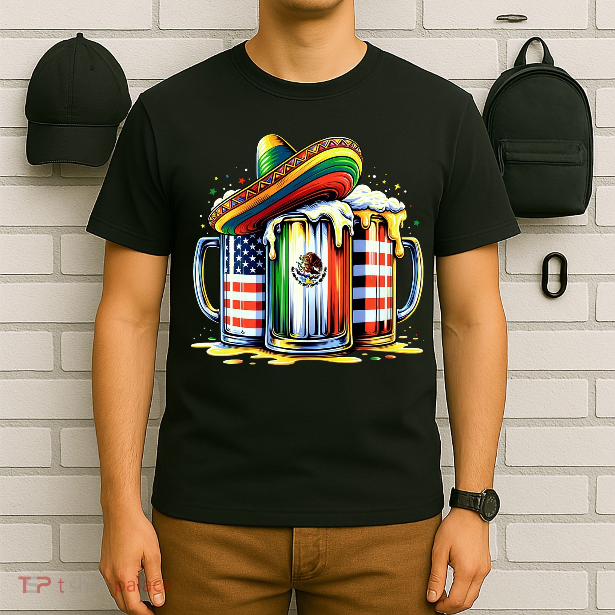 Beer Mexican Usa Flag Cinco De Mayo Drinking Party T-Shirt