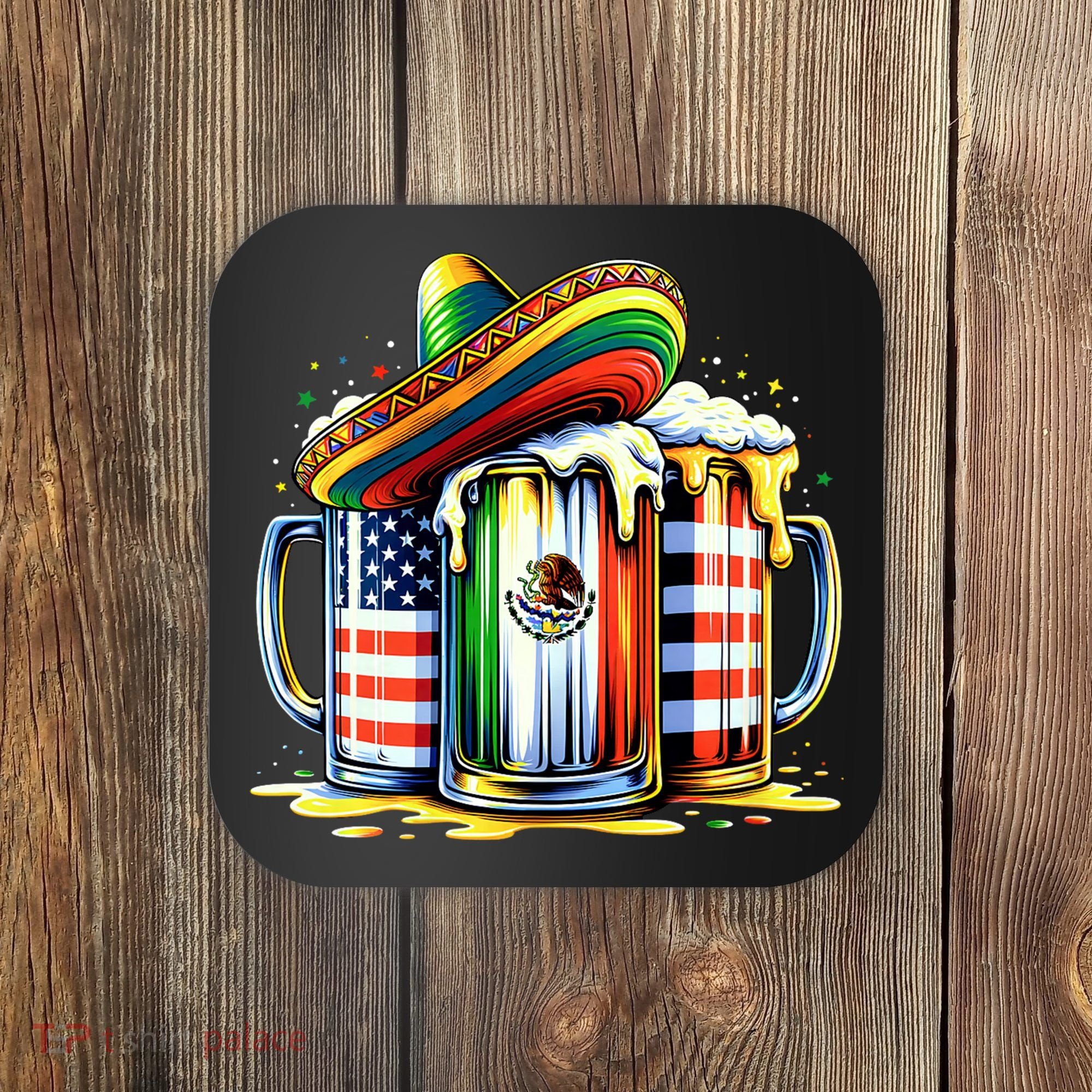 Beer Mexican Usa Flag Cinco De Mayo Drinking Party Coaster